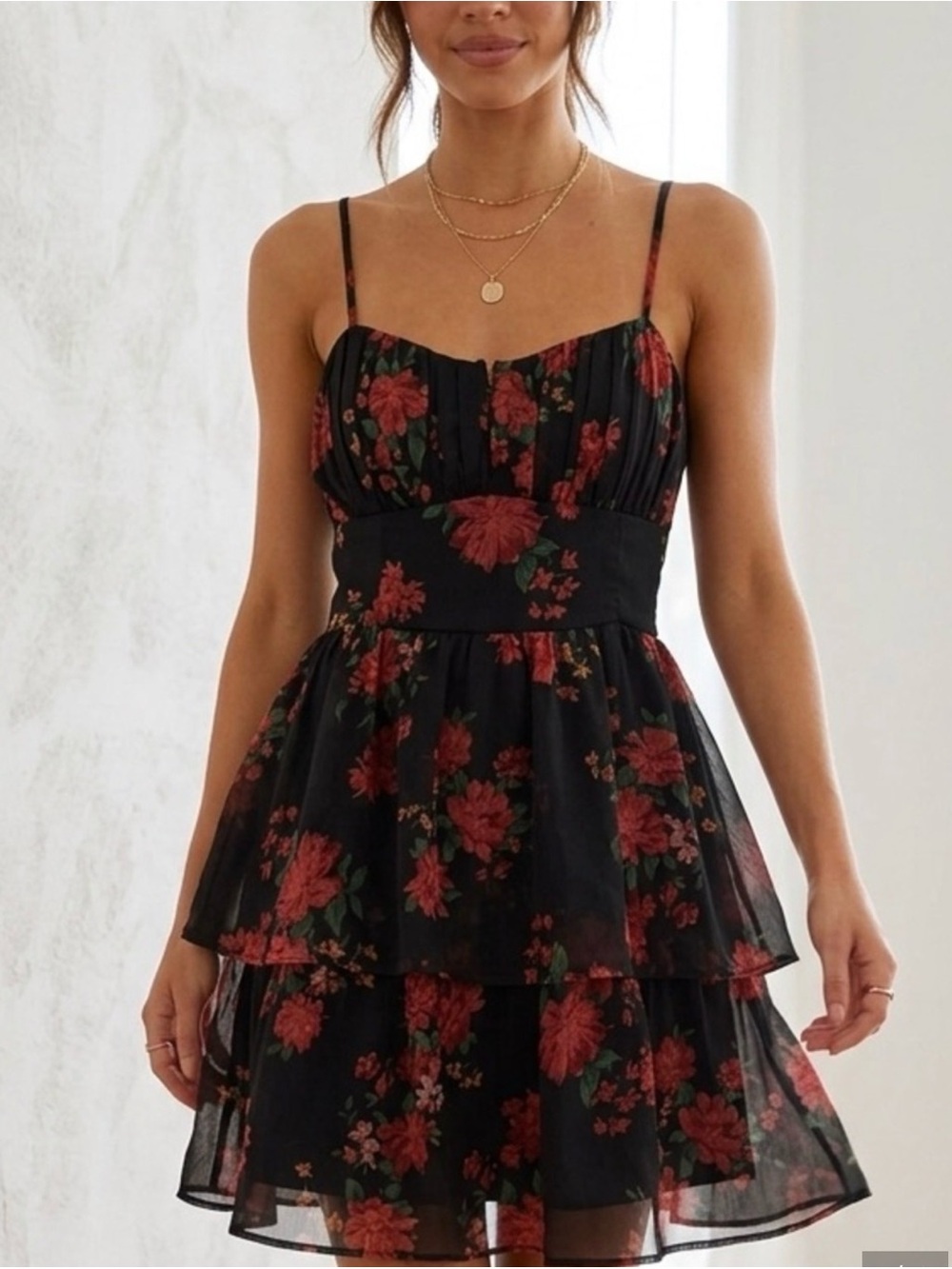 American Eagle tie back ruched Spaghetti-Strap Dress XS - worn once